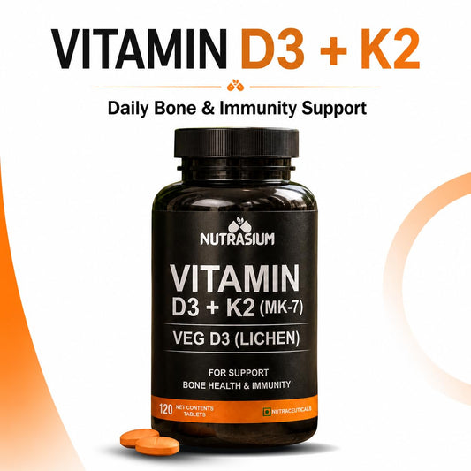 Nutrasium D3 K2 with B12 & DHA | Bone Heart Immunity | 120 Tabs