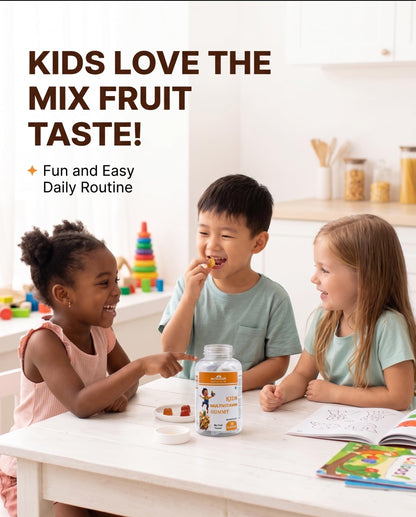 Nutrasium Multivitamin Gummies for Kids | 14 Vitamins & 10 Minerals with Ashwagandha and Ginseng | Supports Immunity, Bone Health & Brain Development | No Added Sugar | Mixed Fruit | 30 Gummies