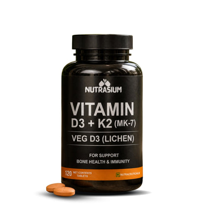 Nutrasium D3 K2 with B12 & DHA | Bone Heart Immunity | 120 Tabs