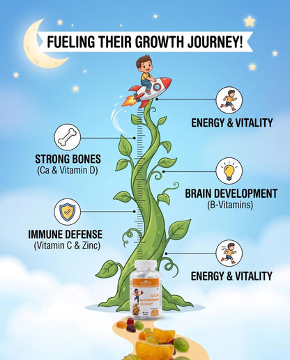 Nutrasium Multivitamin Gummies for Kids | 14 Vitamins & 10 Minerals with Ashwagandha and Ginseng | Supports Immunity, Bone Health & Brain Development | No Added Sugar | Mixed Fruit | 30 Gummies