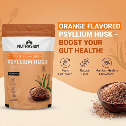 Nutrasium Psyllium Husk Powder, 180 gram, Orange Flavour