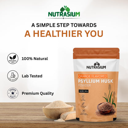 Nutrasium Psyllium Husk Powder, 180 gram, Orange Flavour