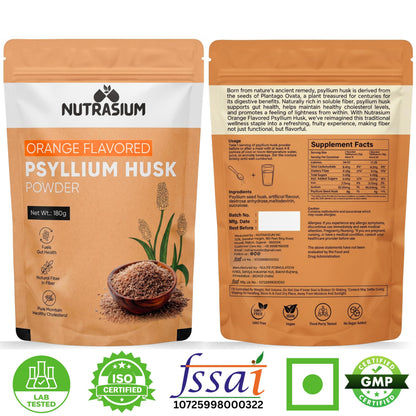 Nutrasium Psyllium Husk Powder, 180 gram, Orange Flavour