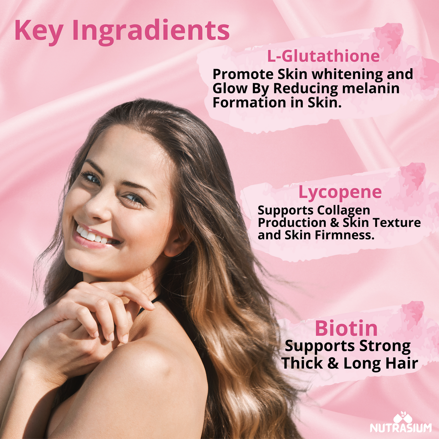 L-Glutathione 600 mg with Hyaluronic acid and Biotin For Skin Whitening, Glow, Dark spot Reduction & Pigmnetation